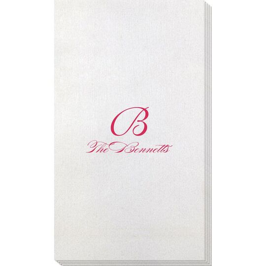 Pick Your Initial Monogram with Text Bamboo Luxe Guest Towels